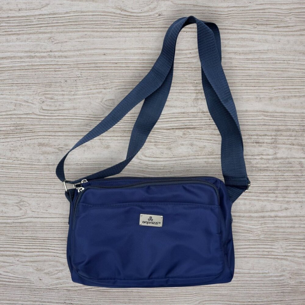 ORGANIZZI Navy Royal Blue Nylon Adjustable Strap Crossbody Travel Bag